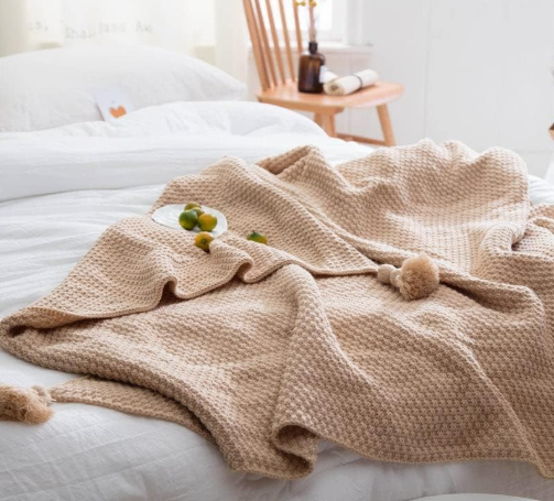 Nordic Fringed Knit Wool Blanket – Cozy & Timeless