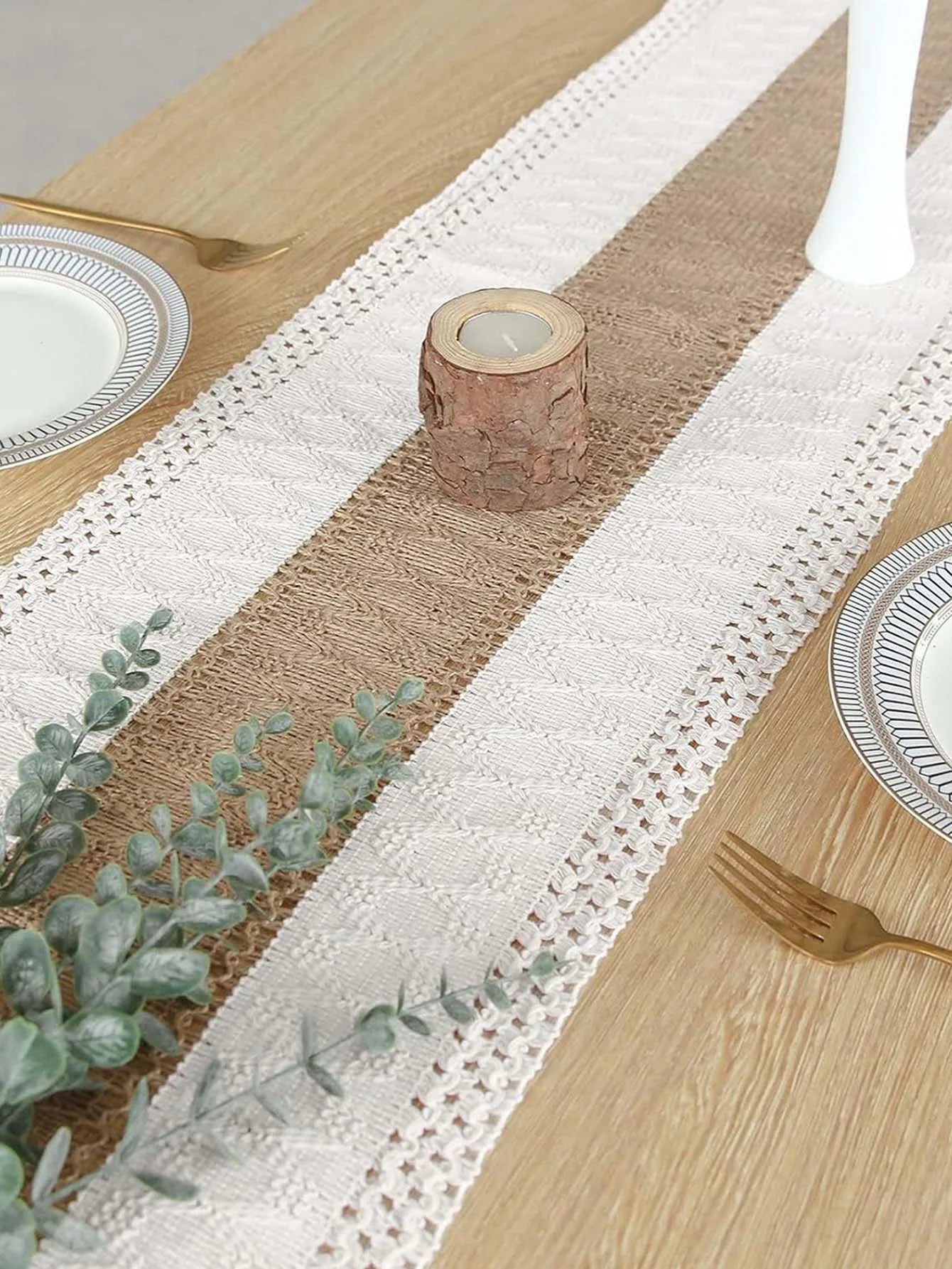 Natural Cotton Boho Macrame Table Runner – Handwoven Elegance for Home Décor