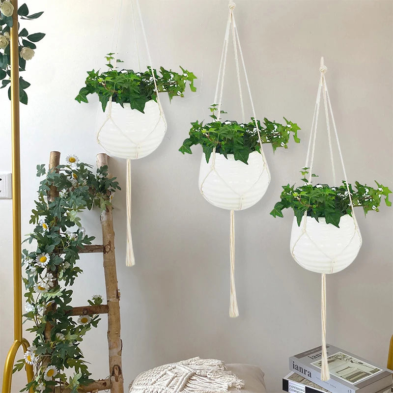 Handmade Macrame Plant Hanger – Boho Hanging Basket for Home & Garden