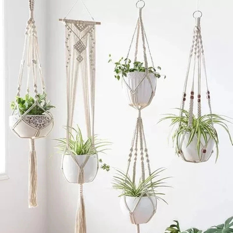 Handmade Macrame Plant Hanger – Boho Hanging Basket for Home & Garden