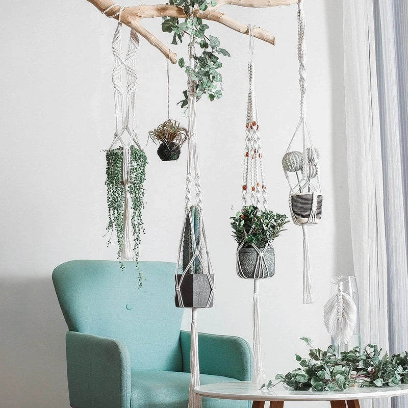 Handmade Macrame Plant Hanger – Boho Hanging Basket for Home & Garden