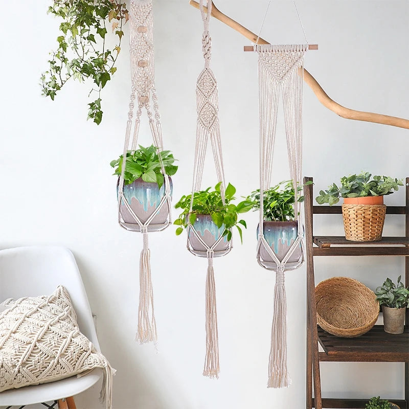 Handmade Macrame Plant Hanger – Boho Hanging Basket for Home & Garden