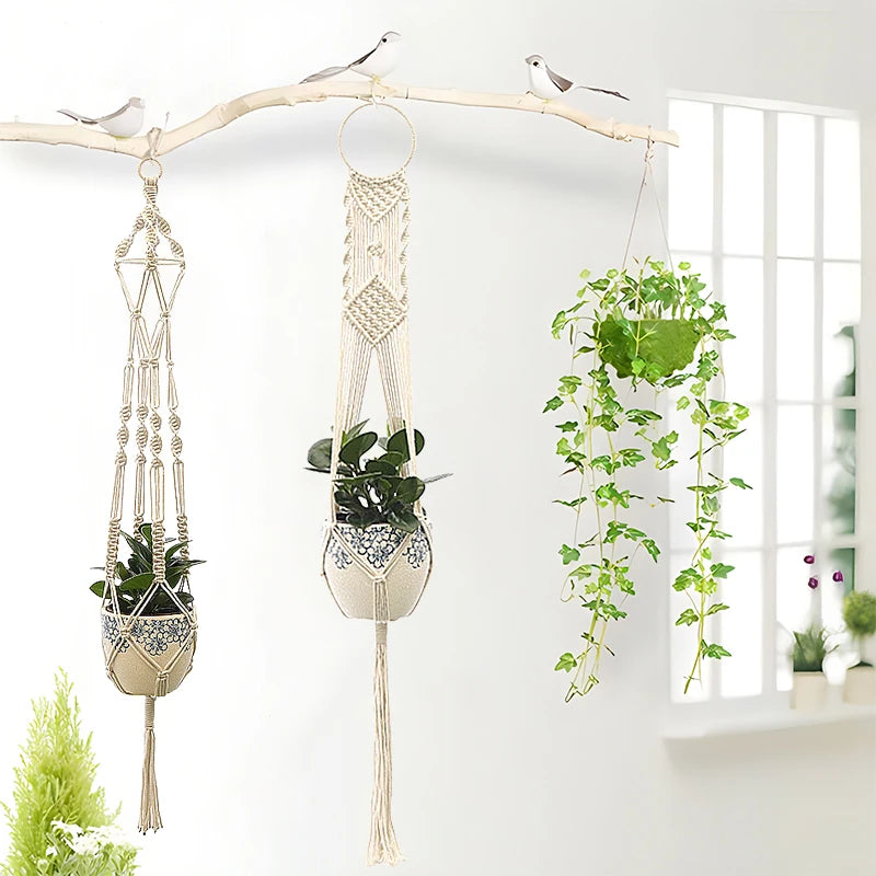 Handmade Macrame Plant Hanger – Boho Hanging Basket for Home & Garden