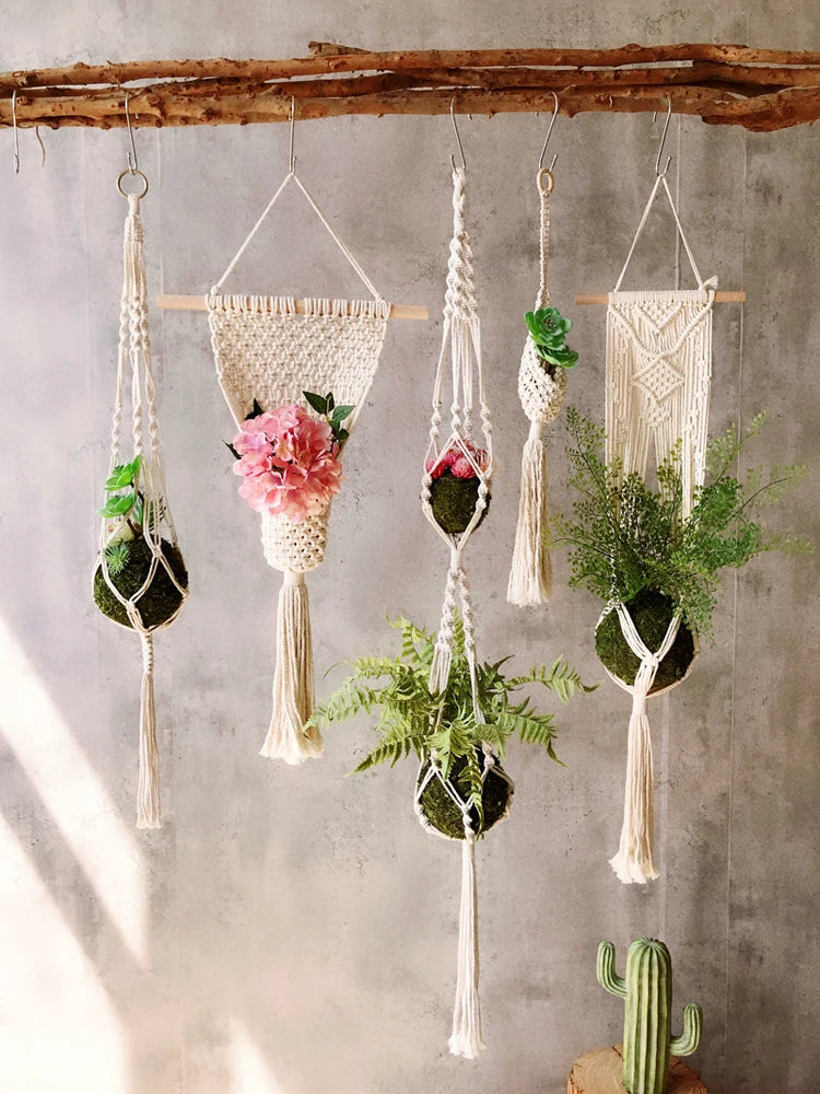 Handmade Macrame Plant Hanger – Boho Hanging Basket for Home & Garden