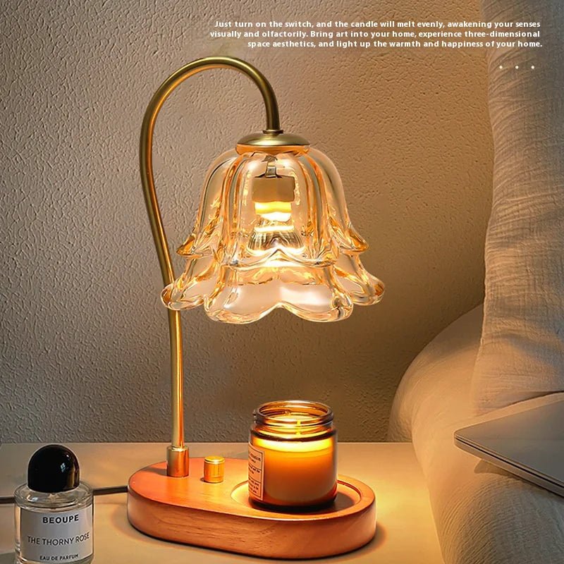 Aromatherapy Candle Warmer Lamp – Vintage Glass Table Lamp with Dimmable Light & Wax Melter - Vita Serene