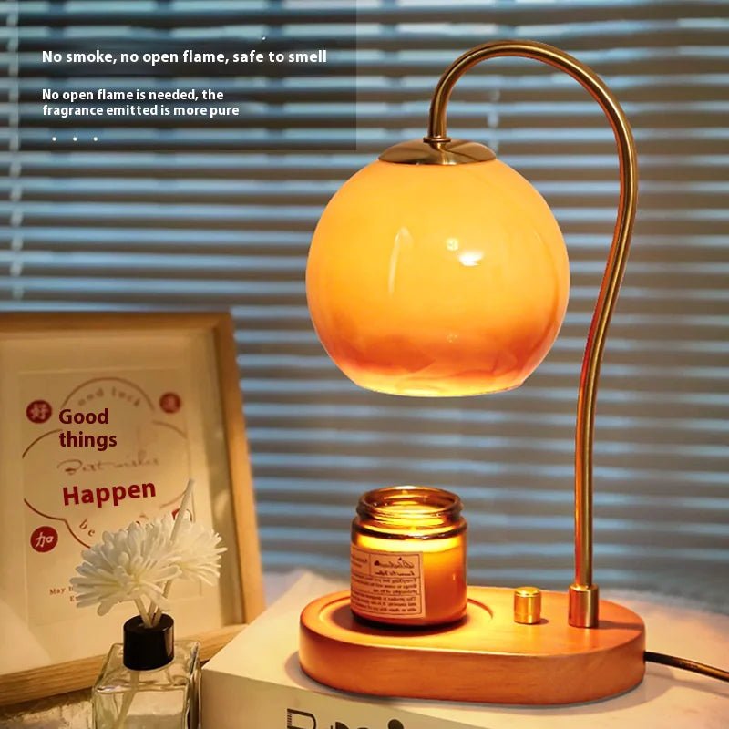 Aromatherapy Candle Warmer Lamp – Vintage Glass Table Lamp with Dimmable Light & Wax Melter - Vita Serene