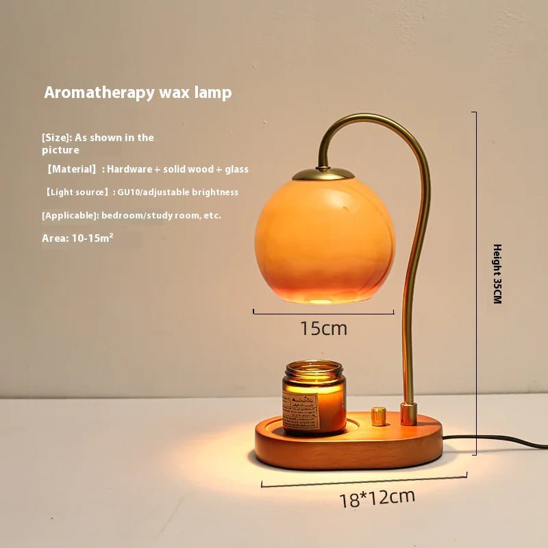 Aromatherapy Candle Warmer Lamp – Vintage Glass Table Lamp with Dimmable Light & Wax Melter - Vita Serene