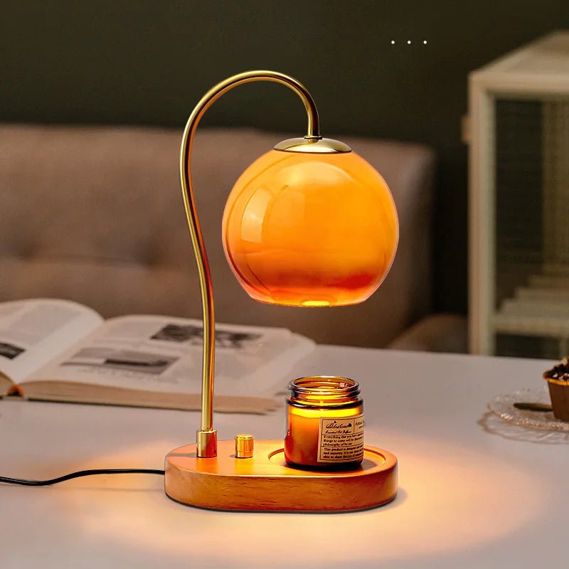 Aromatherapy Candle Warmer Lamp – Vintage Glass Table Lamp with Dimmable Light & Wax Melter - Vita Serene