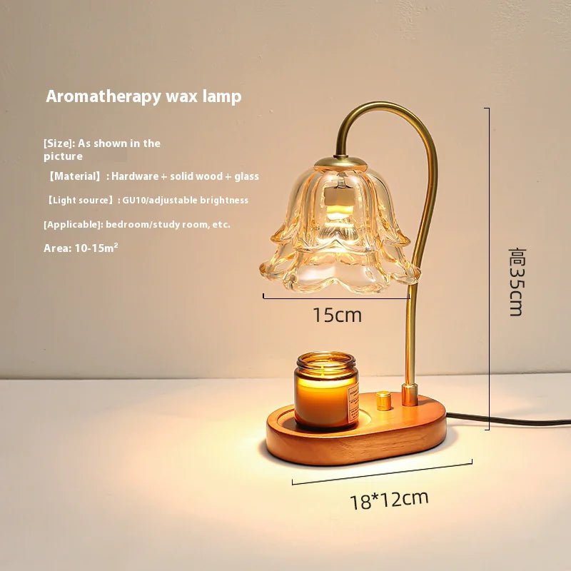 Aromatherapy Candle Warmer Lamp – Vintage Glass Table Lamp with Dimmable Light & Wax Melter - Vita Serene